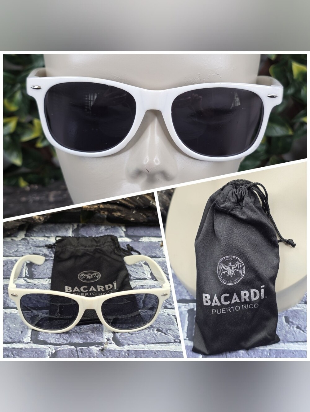 Bacardi Puerto Rico White Frame Sunglasses with Case